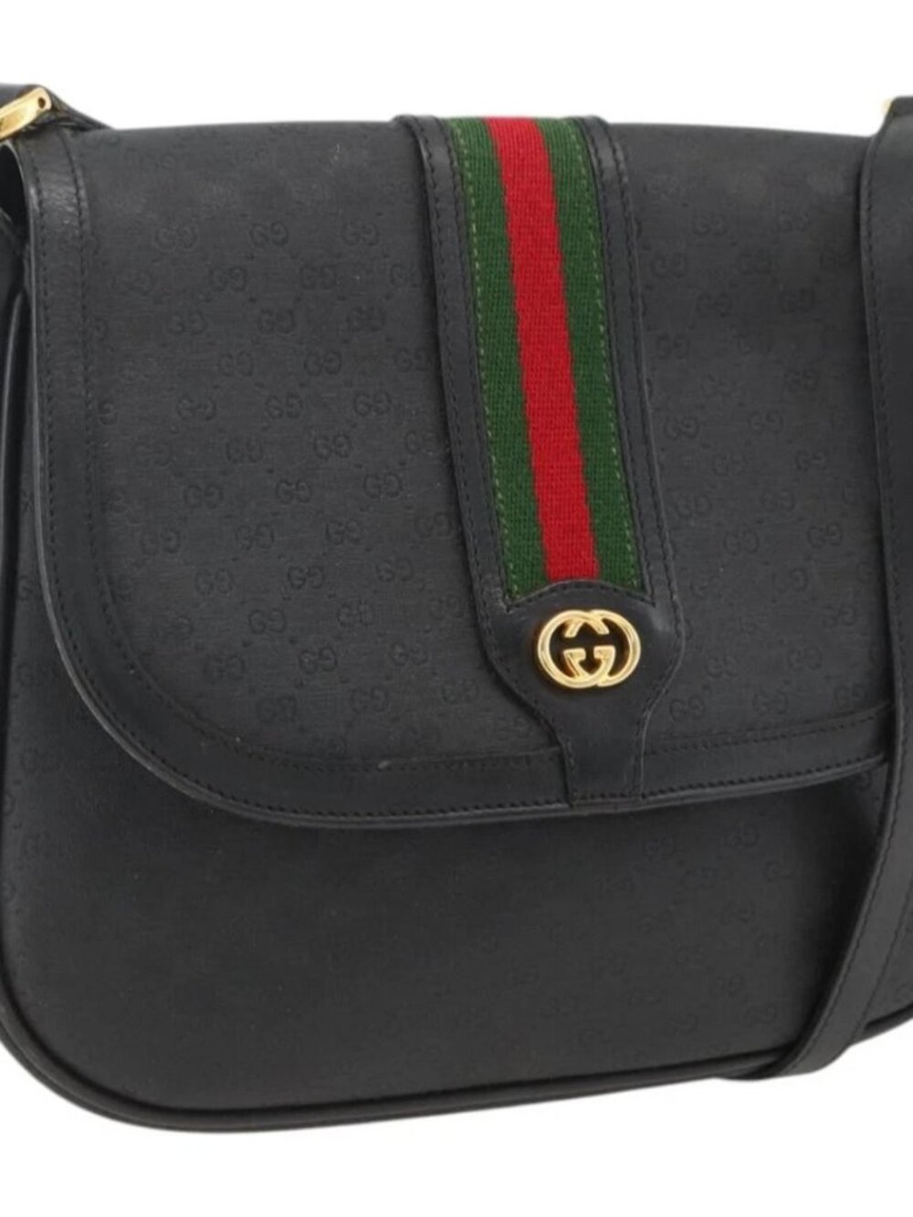 GUCCI Micro GG Supreme Web Sherry Line Bag PVC Black 001 115 0914 Auth ARZ351 - Picture 2 of 16